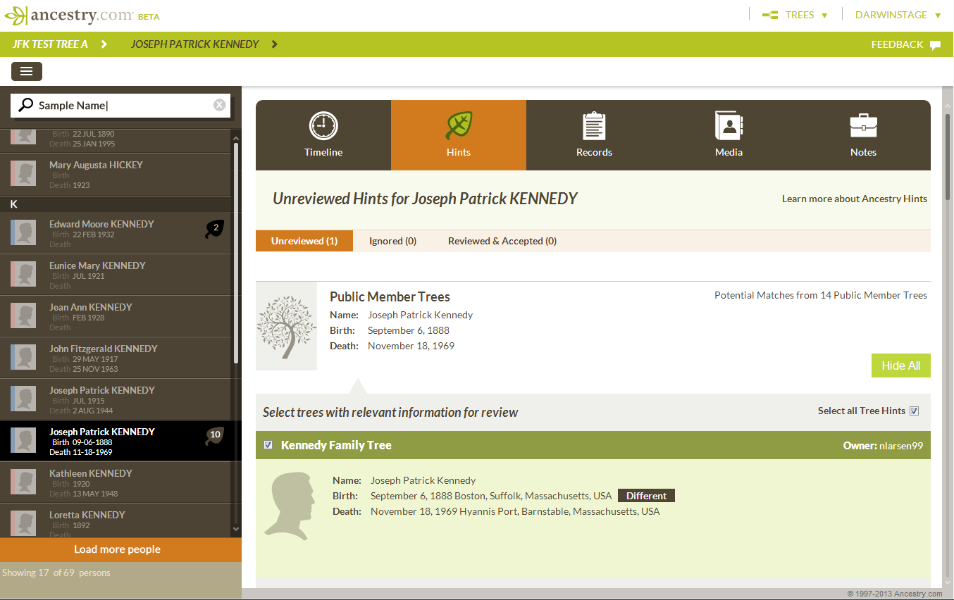 Ancestry single page app site >
